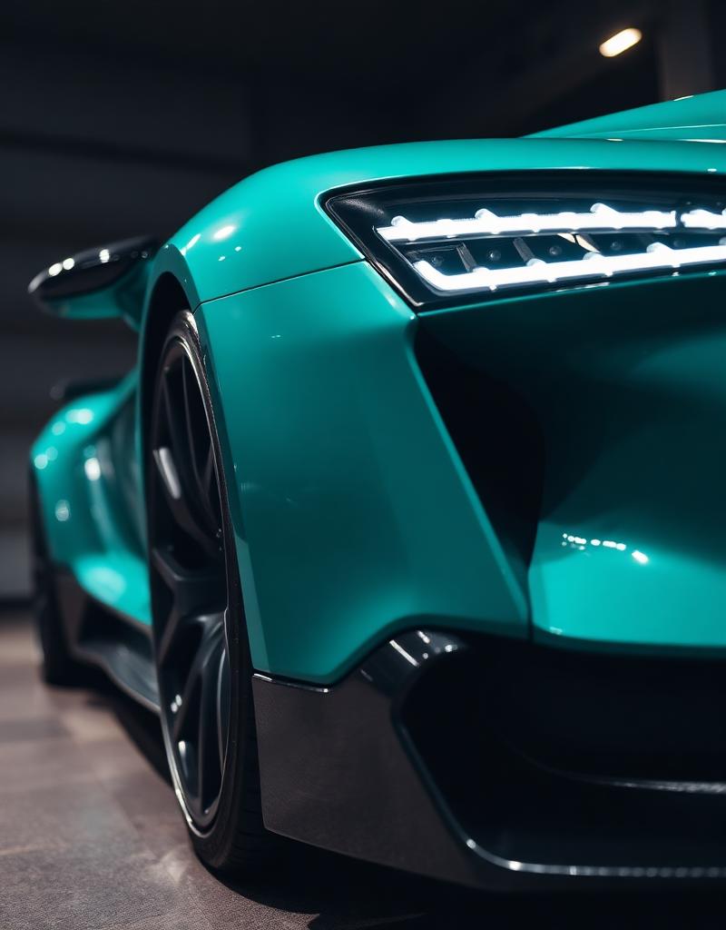 Teal wrapped supercar detail